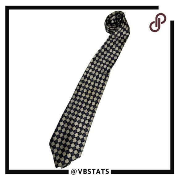 Salvatore Pellegrino Men's Diamond Spiral Silk Neck Tie Black Cream - Picture 1 of 8